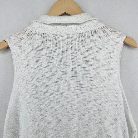 EILEEN FISHER Sweater 1X Organic Cotton Cardigan Vest Drape Open Front White - Picture 11 of 13